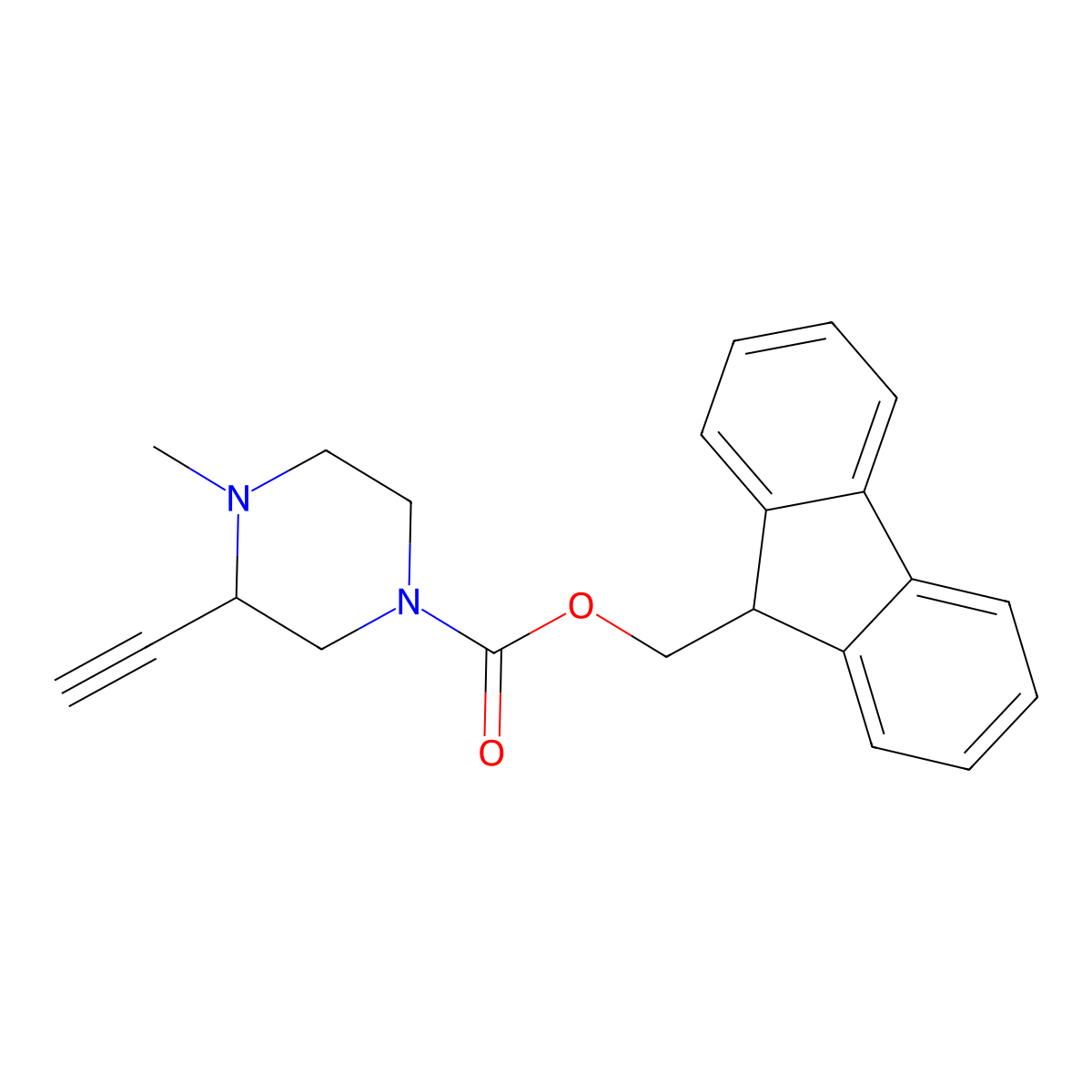(9H-fluoren-9-yl)methyl 3-ethynyl-4-methylpiperazine-1-carboxylate molecular structure, CAS 2770545-03-2