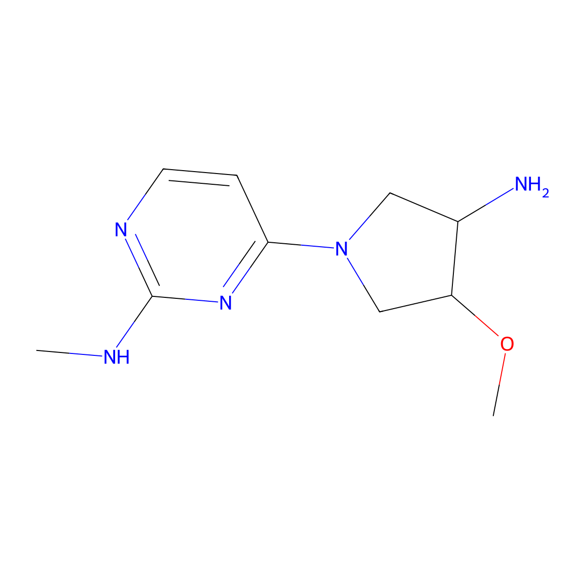 4-(3-amino-4-methoxypyrrolidin-1-yl)-N-methylpyrimidin-2-amine molecular structure, CAS 2770545-07-6