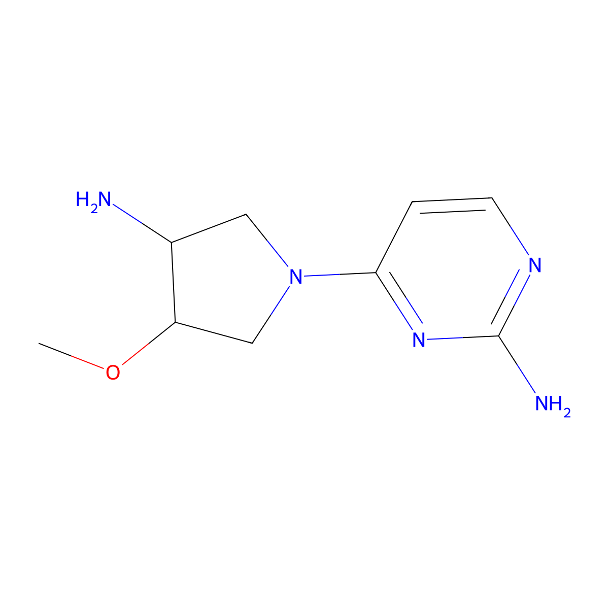 4-(3-Amino-4-methoxypyrrolidin-1-yl)pyrimidin-2-amine molecular structure, CAS 2770545-13-4