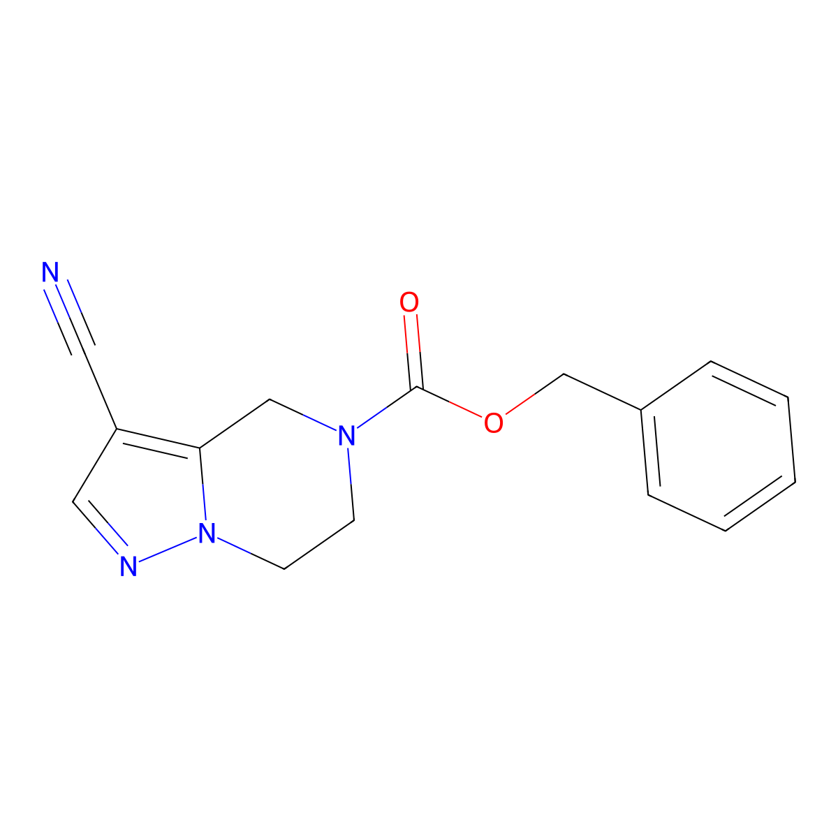 benzyl 3-cyano-4H,5H,6H,7H-pyrazolo[1,5-a]pyrazine-5-carboxylate molecular structure, CAS 2770545-15-6