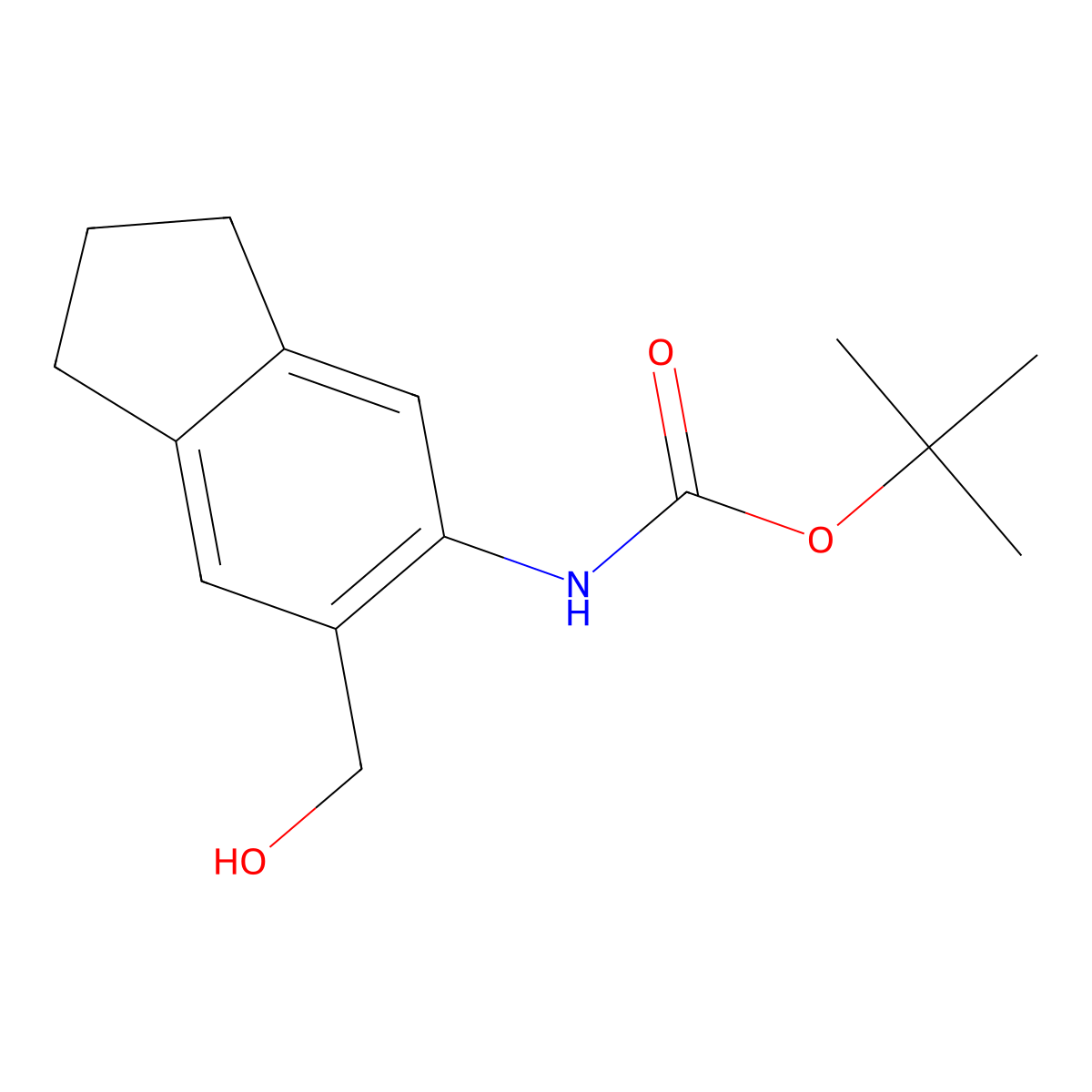 tert-butyl N-[6-(hydroxymethyl)-2,3-dihydro-1H-inden-5-yl]carbamate molecular structure, CAS 2770545-20-3