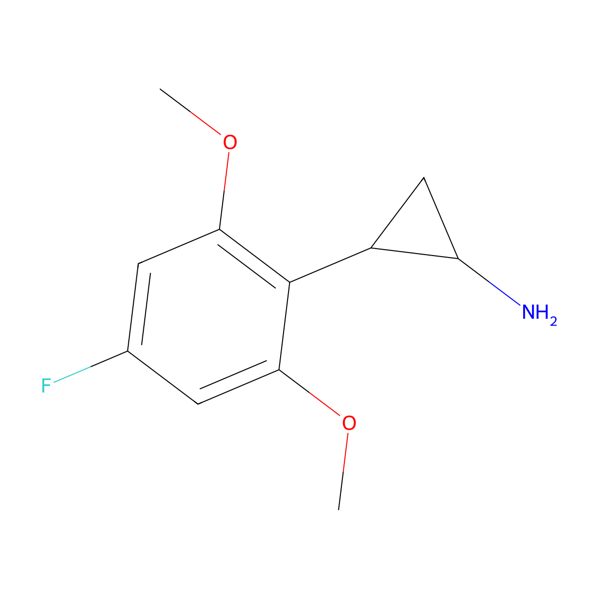 2-(4-Fluoro-2,6-dimethoxyphenyl)cyclopropan-1-amine molecular structure, CAS 2770545-24-7