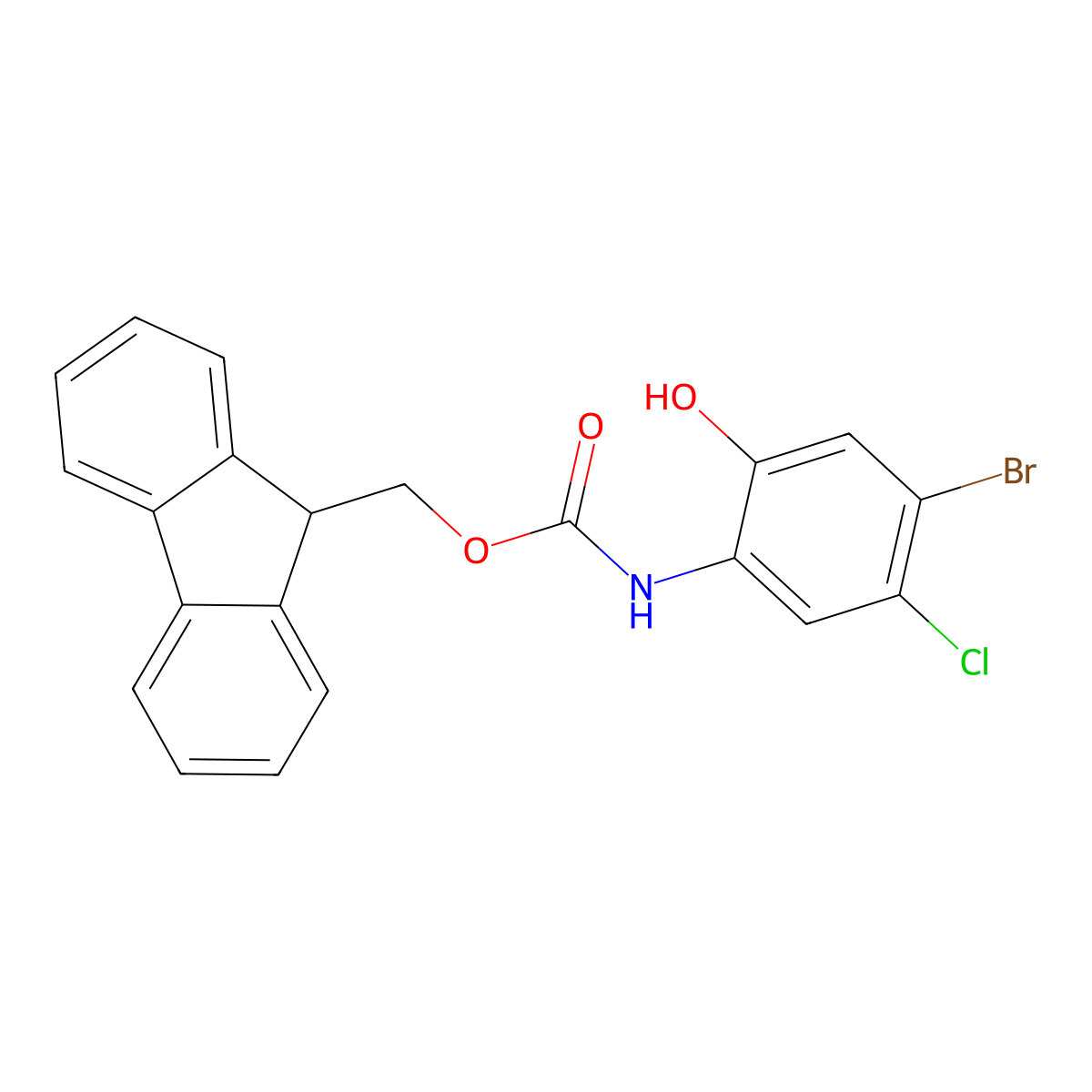 (9H-fluoren-9-yl)methyl N-(4-bromo-5-chloro-2-hydroxyphenyl)carbamate molecular structure, CAS 2770545-38-3