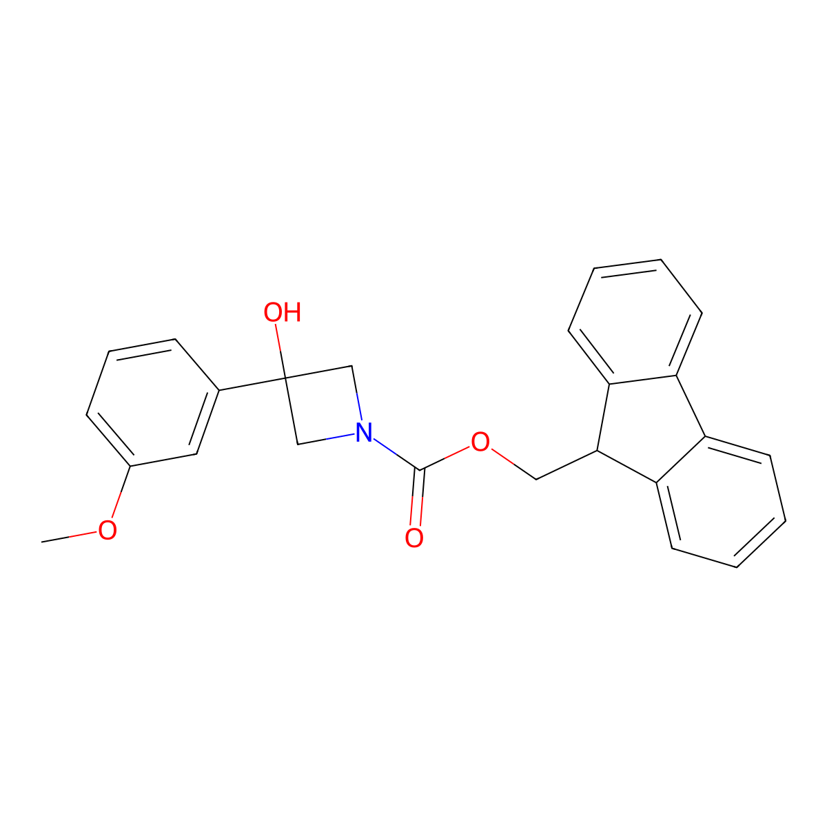 (9H-fluoren-9-yl)methyl 3-hydroxy-3-(3-methoxyphenyl)azetidine-1-carboxylate molecular structure, CAS 2770545-76-9