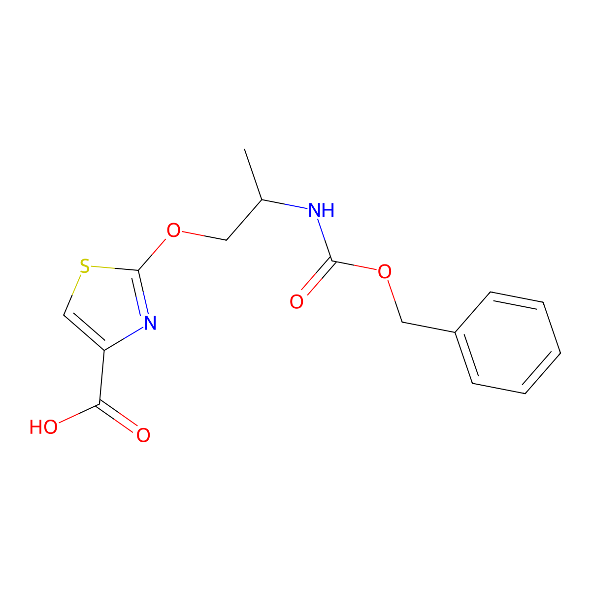 2-(2-{[(Benzyloxy)carbonyl]amino}propoxy)-1,3-thiazole-4-carboxylic acid molecular structure, CAS 2770545-93-0