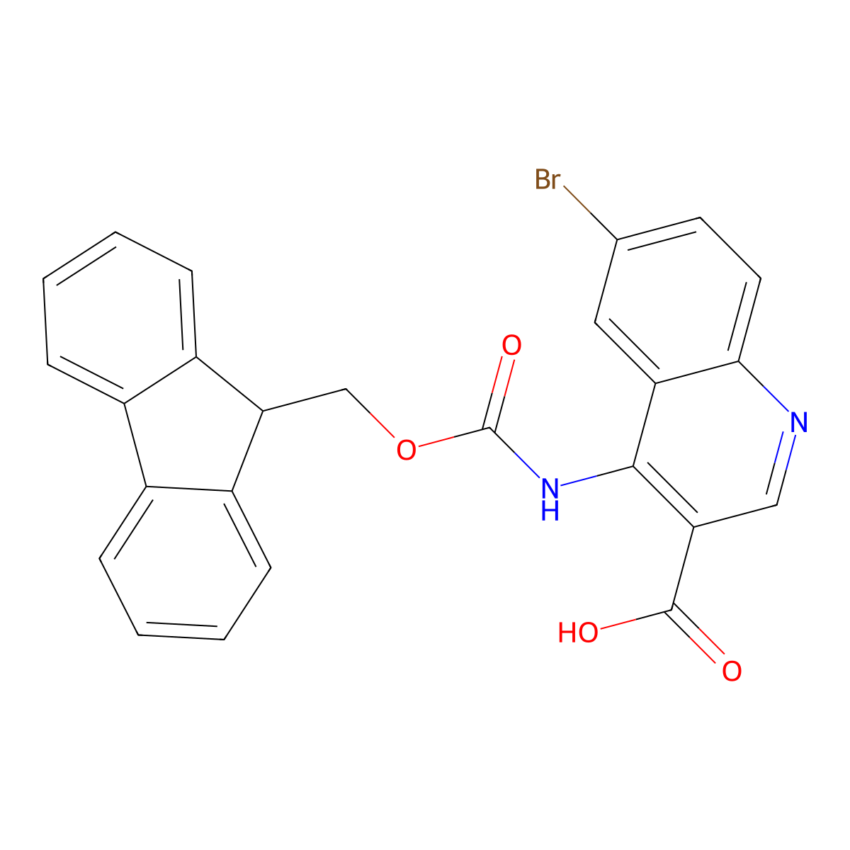 6-bromo-4-({[(9H-fluoren-9-yl)methoxy]carbonyl}amino)quinoline-3-carboxylic acid molecular structure, CAS 2770546-10-4