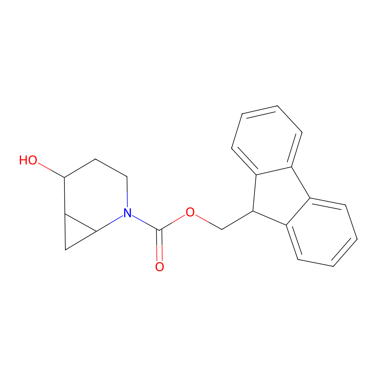 (9H-fluoren-9-yl)methyl 5-hydroxy-2-azabicyclo[4.1.0]heptane-2-carboxylate molecular structure, CAS 2770546-15-9