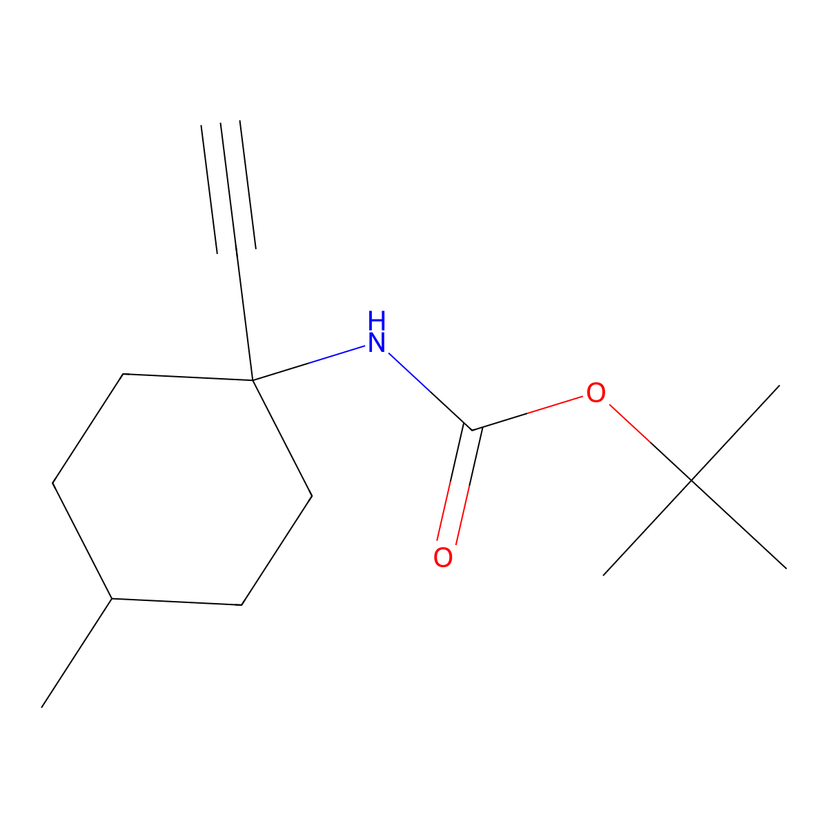 tert-butyl N-(1-ethynyl-4-methylcyclohexyl)carbamate molecular structure, CAS 2770546-23-9