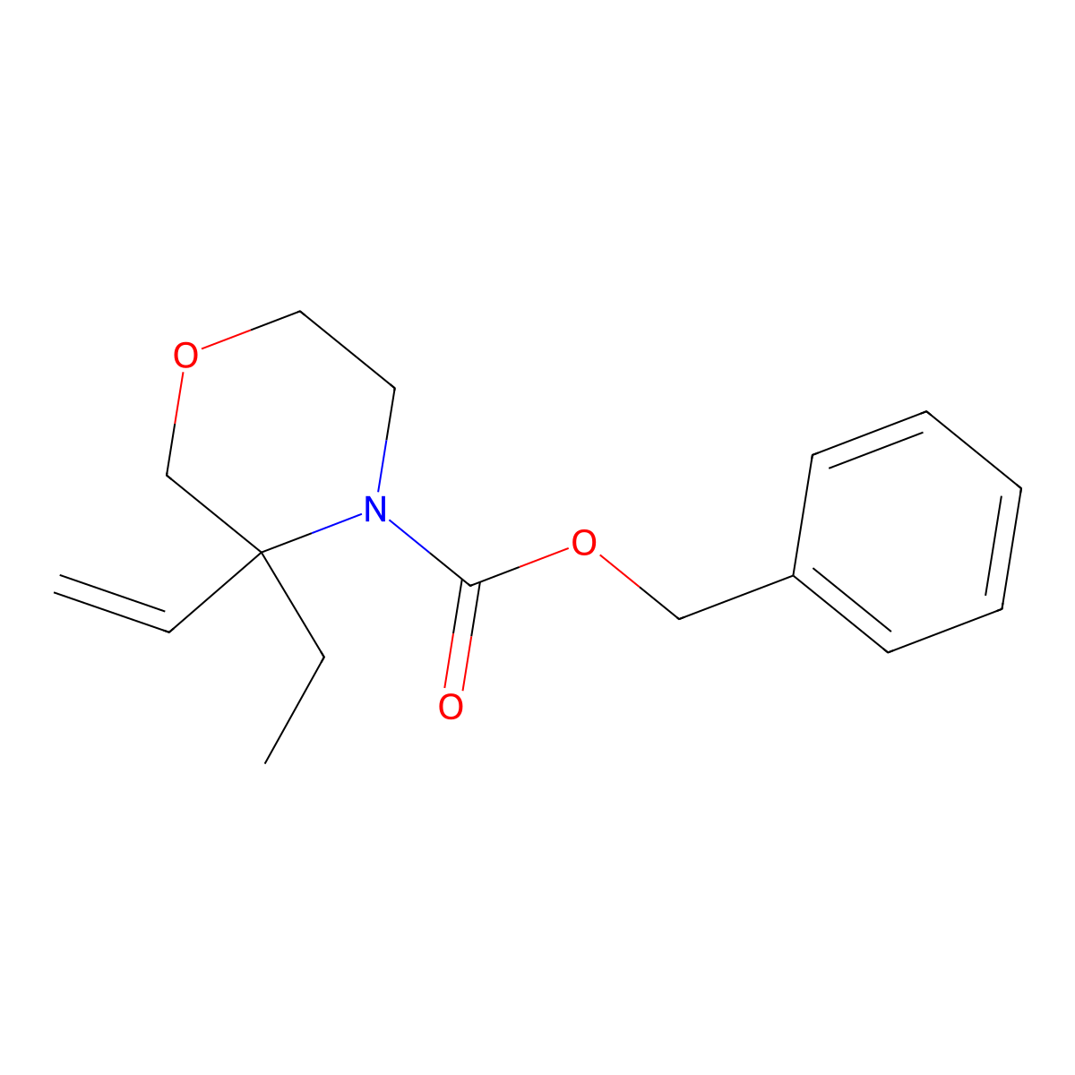Benzyl 3-ethenyl-3-ethylmorpholine-4-carboxylate molecular structure, CAS 2770546-44-4