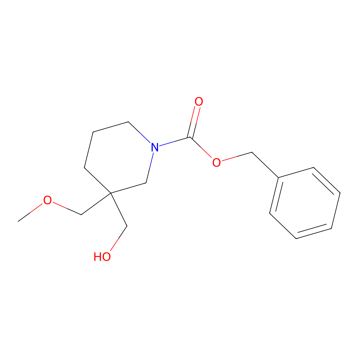 Benzyl 3-(hydroxymethyl)-3-(methoxymethyl)piperidine-1-carboxylate molecular structure, CAS 2770546-46-6