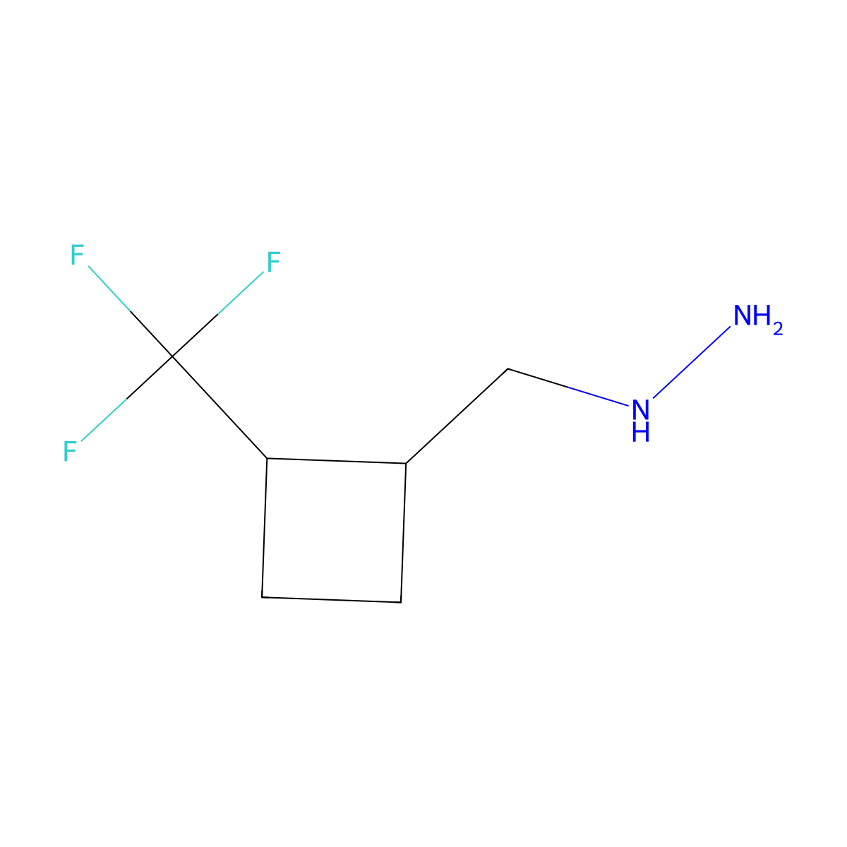 {[2-(Trifluoromethyl)cyclobutyl]methyl}hydrazine molecular structure, CAS 2770546-50-2