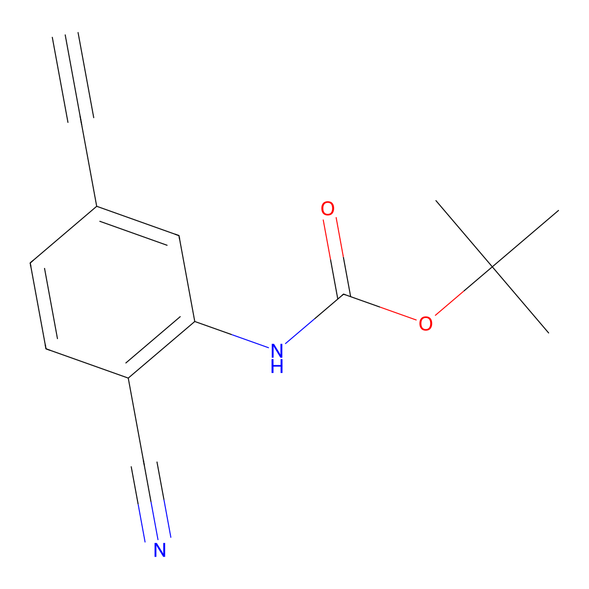 tert-butyl N-(2-cyano-5-ethynylphenyl)carbamate molecular structure, CAS 2770546-57-9