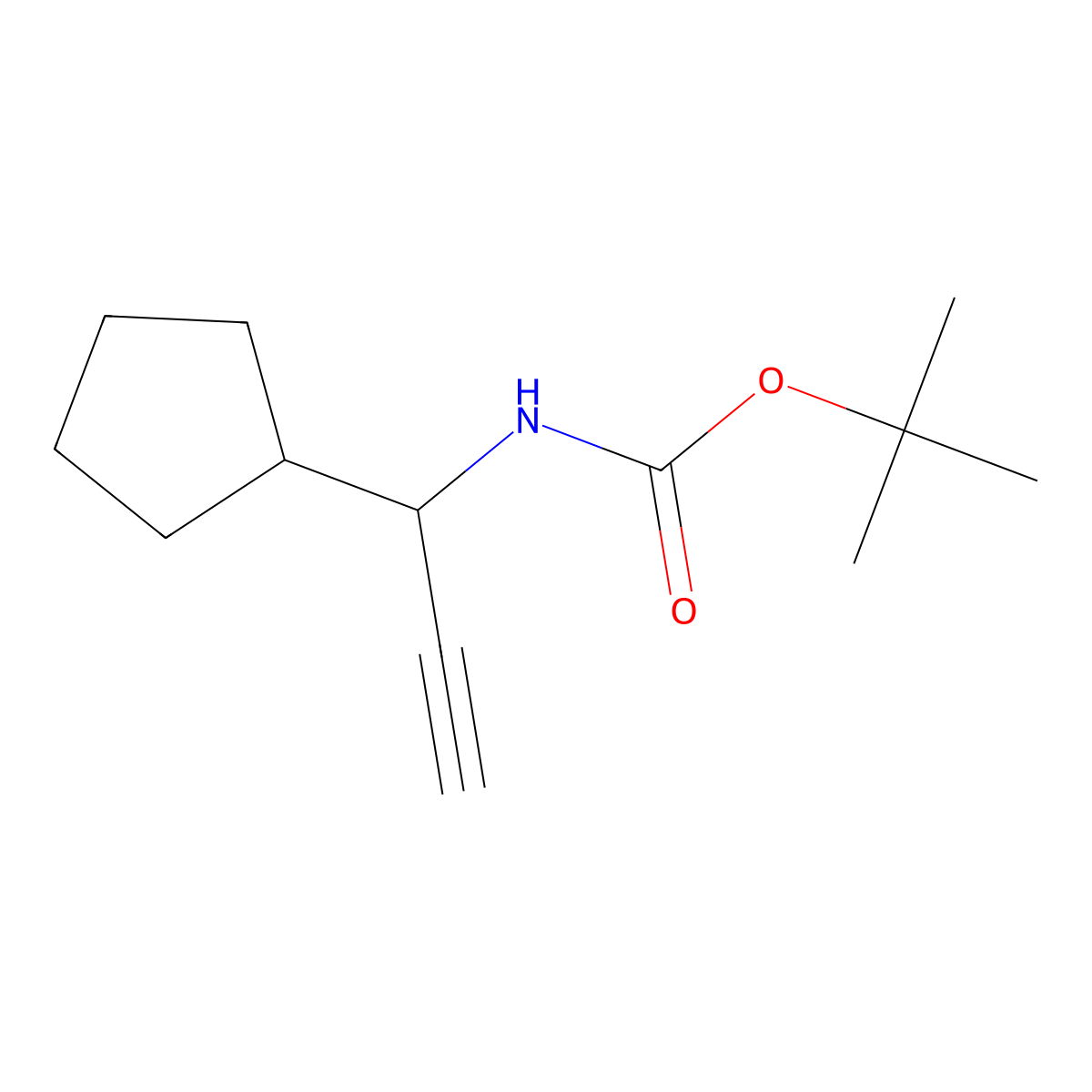tert-butyl N-(1-cyclopentylprop-2-yn-1-yl)carbamate molecular structure, CAS 2770546-65-9