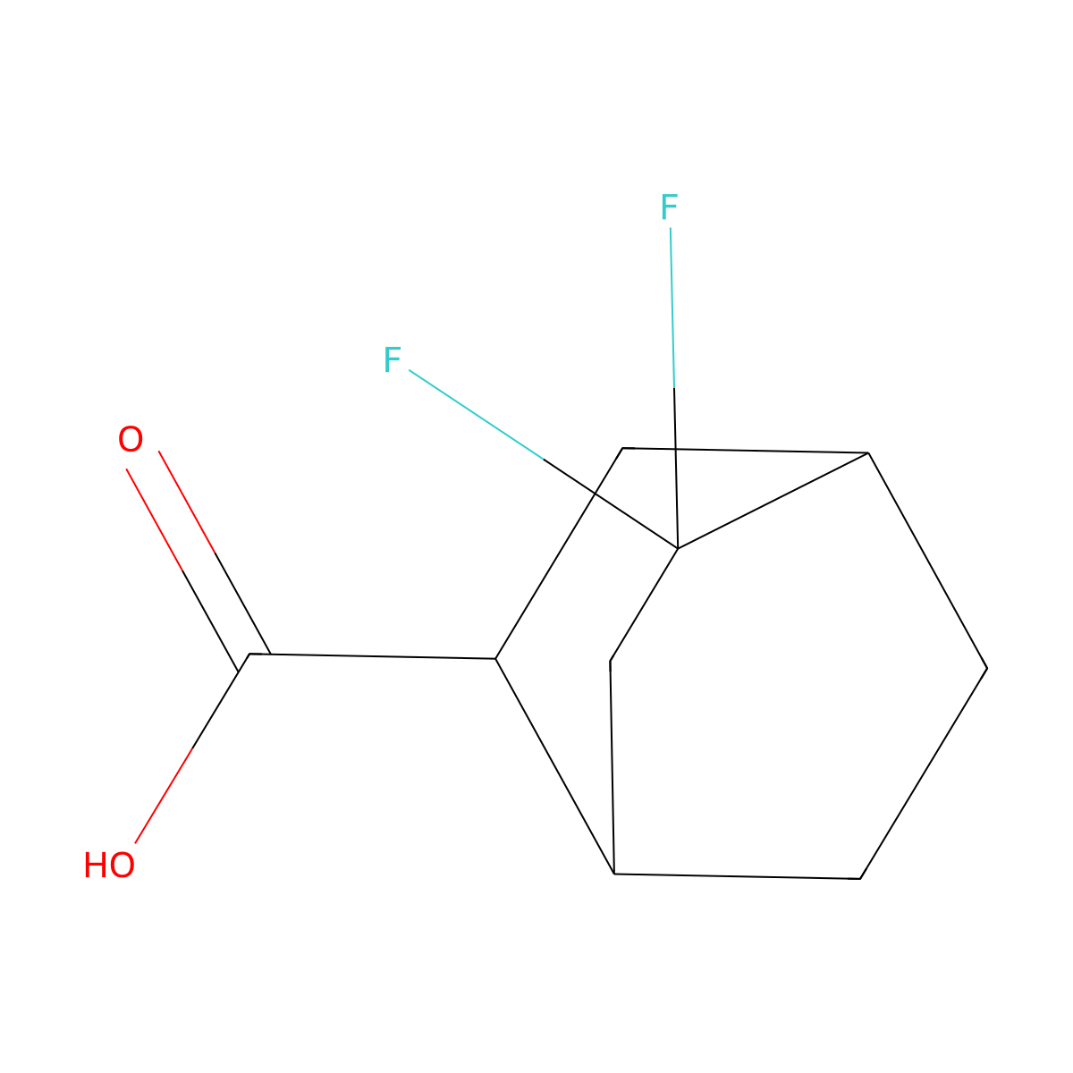 5,5-Difluorobicyclo[2.2.2]octane-2-carboxylic acid molecular structure, CAS 2770546-68-2