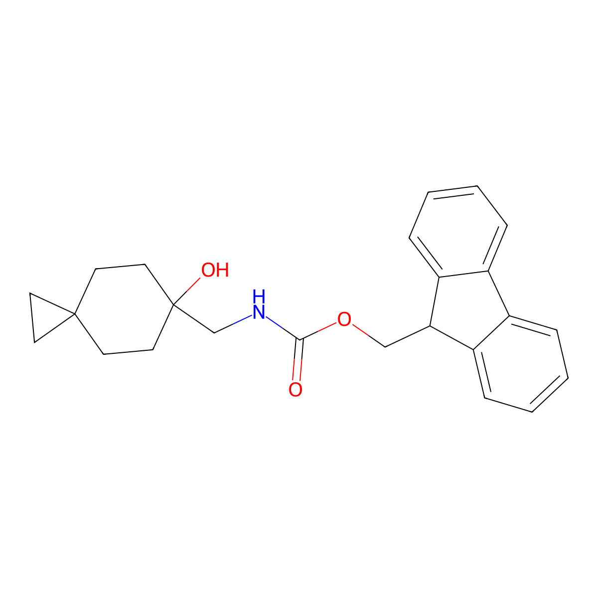 (9H-fluoren-9-yl)methyl N-({6-hydroxyspiro[2.5]octan-6-yl}methyl)carbamate molecular structure, CAS 2770554-11-3