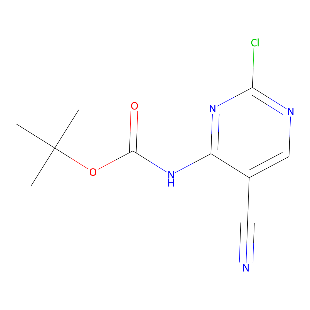 tert-butyl N-(2-chloro-5-cyanopyrimidin-4-yl)carbamate molecular structure, CAS 2770554-17-9