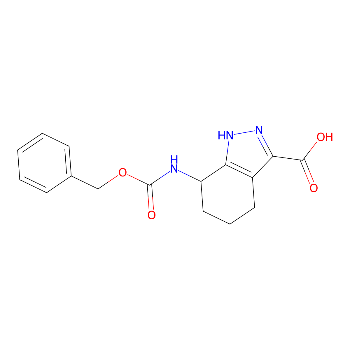 7-{[(benzyloxy)carbonyl]amino}-4,5,6,7-tetrahydro-2H-indazole-3-carboxylic acid molecular structure, CAS 2770554-32-8