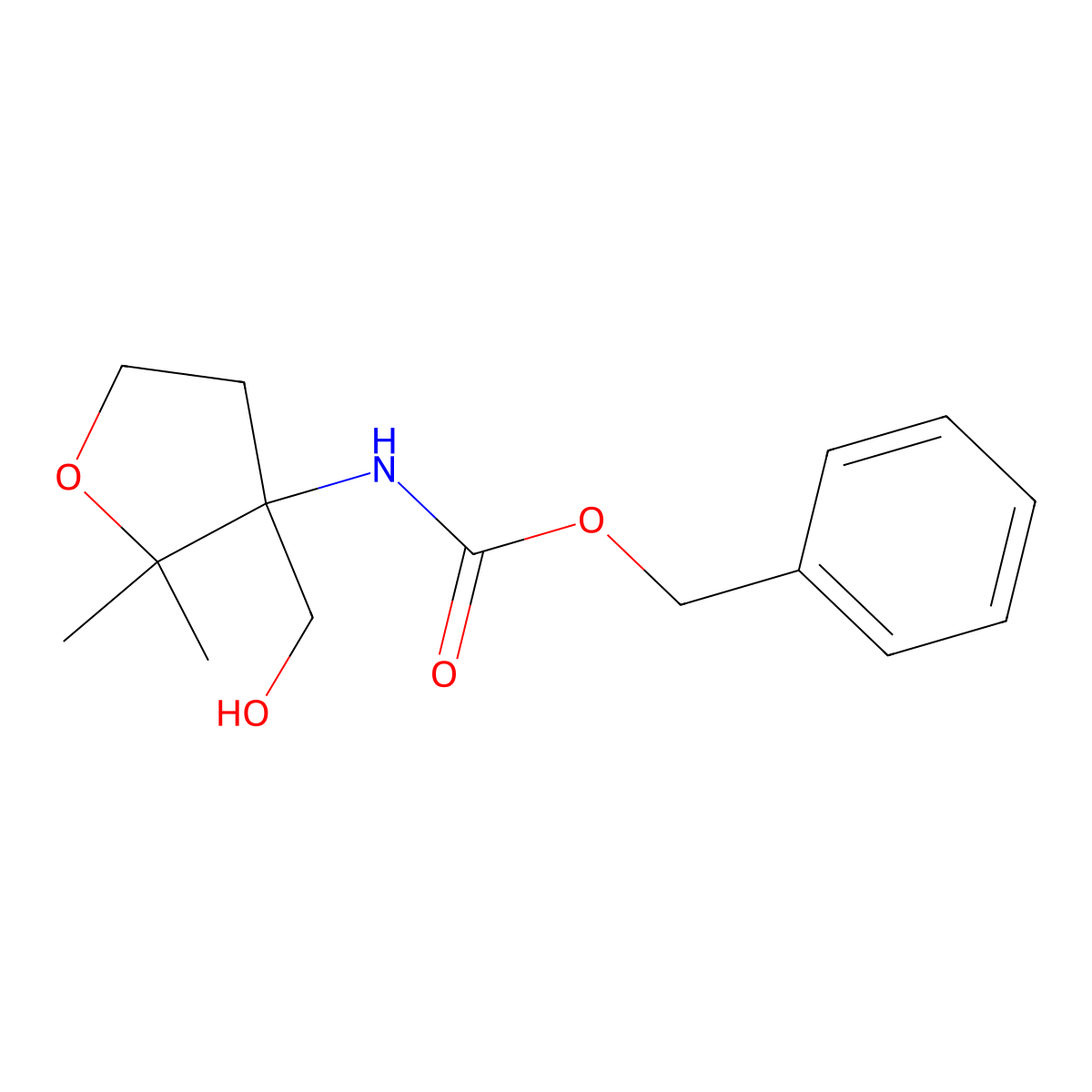 benzyl N-[3-(hydroxymethyl)-2,2-dimethyloxolan-3-yl]carbamate molecular structure, CAS 2770554-43-1