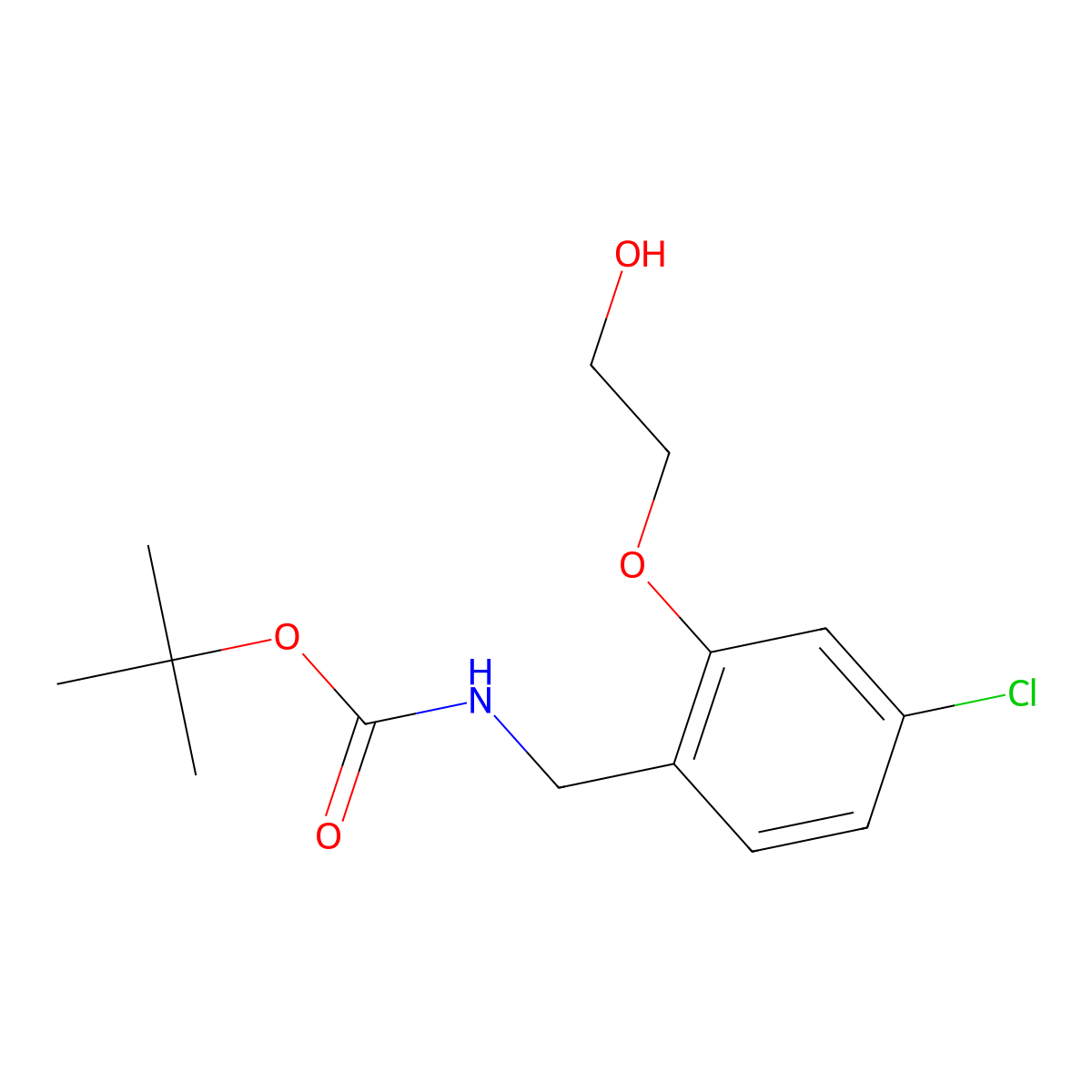 tert-butyl N-{[4-chloro-2-(2-hydroxyethoxy)phenyl]methyl}carbamate molecular structure, CAS 2770554-45-3