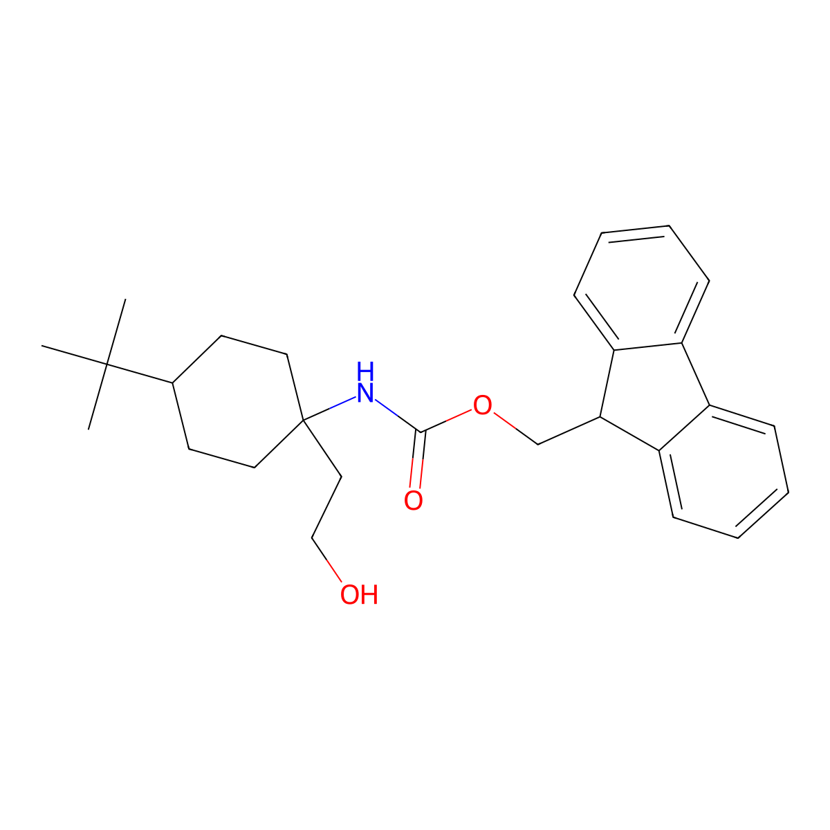 (9H-fluoren-9-yl)methyl N-[4-tert-butyl-1-(2-hydroxyethyl)cyclohexyl]carbamate molecular structure, CAS 2770554-48-6