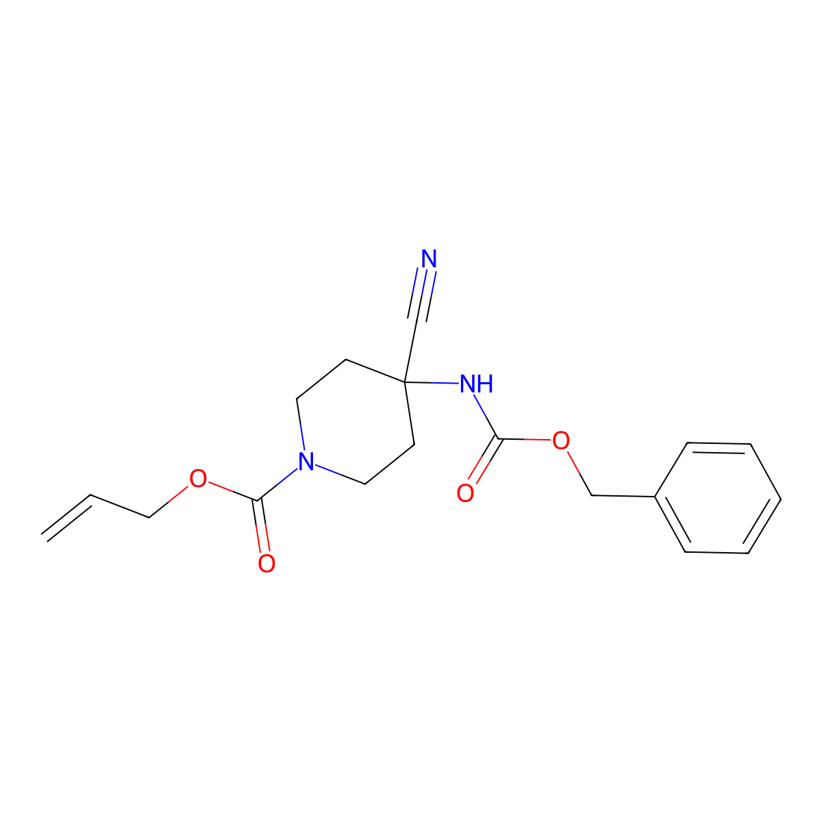 Prop-2-en-1-yl 4-{[(benzyloxy)carbonyl]amino}-4-cyanopiperidine-1-carboxylate molecular structure, CAS 2770554-52-2