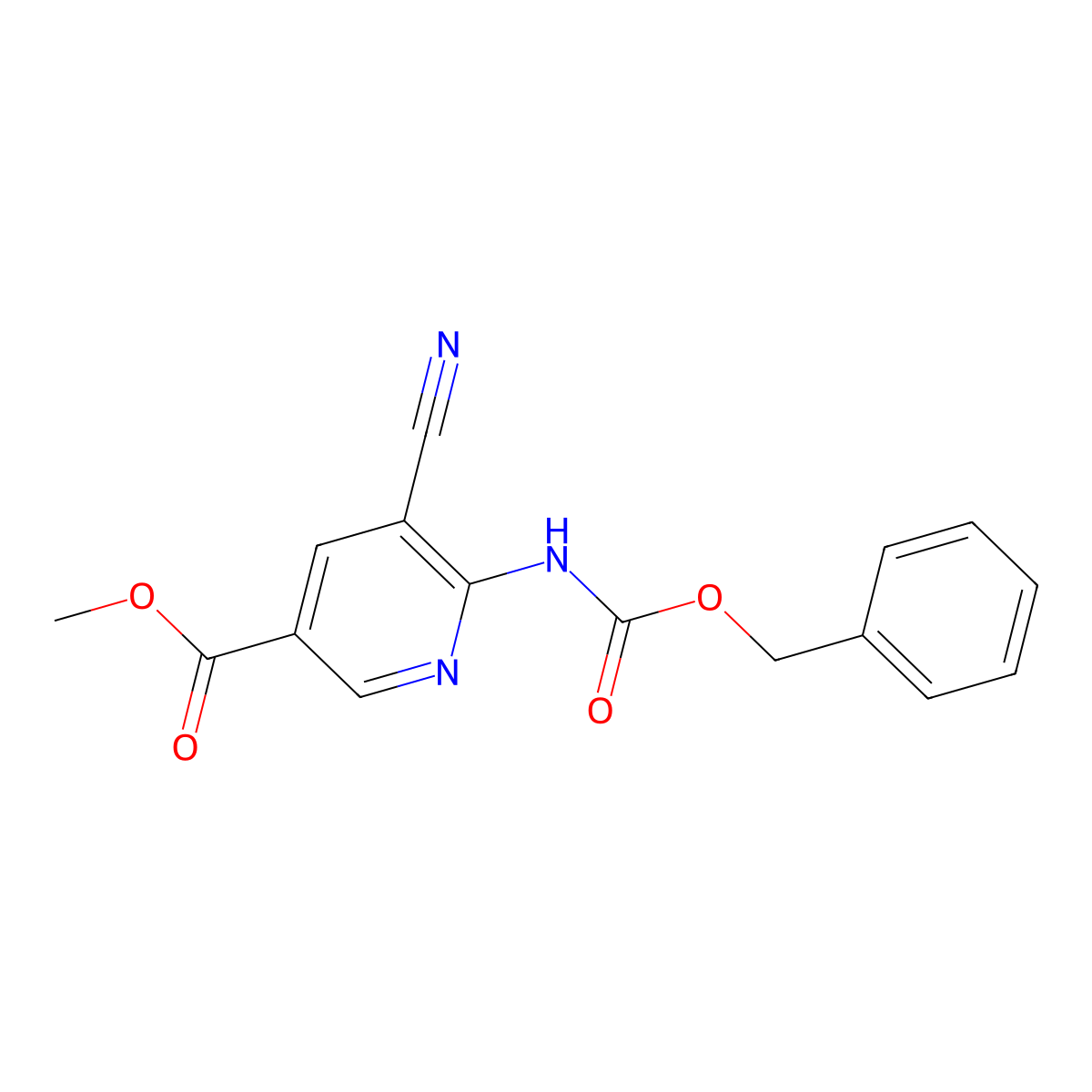 Methyl 6-{[(benzyloxy)carbonyl]amino}-5-cyanopyridine-3-carboxylate molecular structure, CAS 2770554-57-7