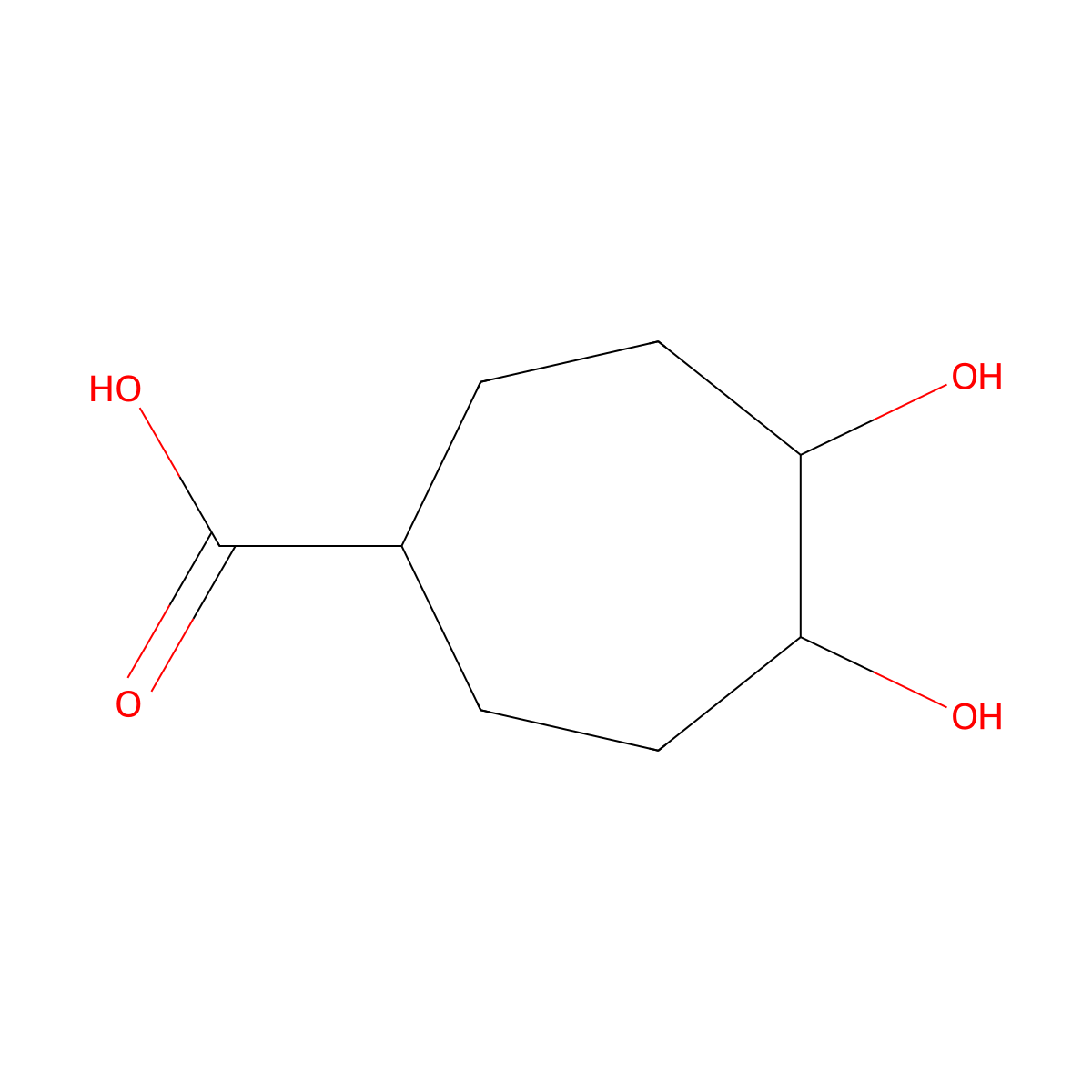 4,5-Dihydroxycycloheptane-1-carboxylic acid molecular structure, CAS 2770554-80-6