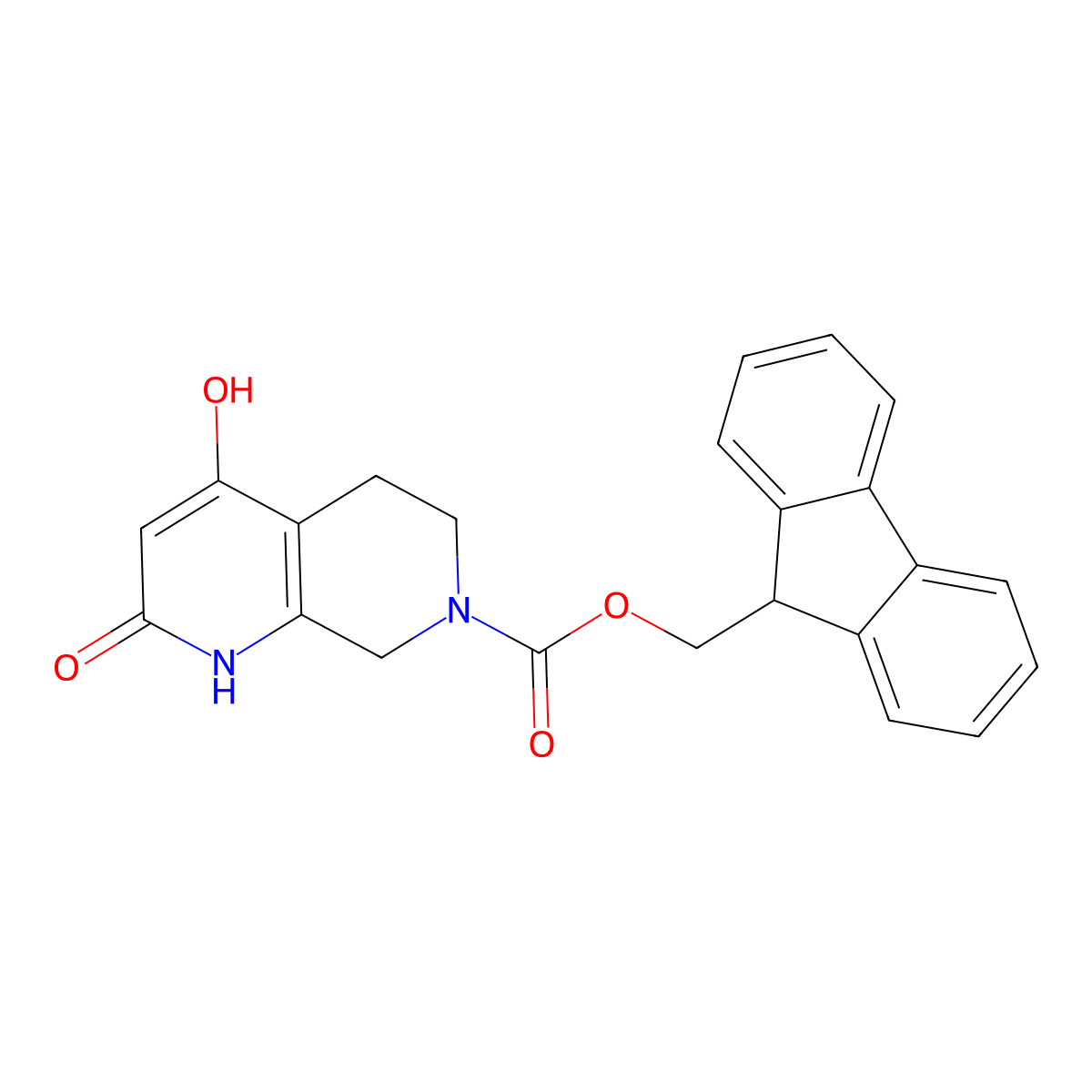 (9H-fluoren-9-yl)methyl 4-hydroxy-2-oxo-1,2,5,6,7,8-hexahydro-1,7-naphthyridine-7-carboxylate molecular structure, CAS 2770554-82-8