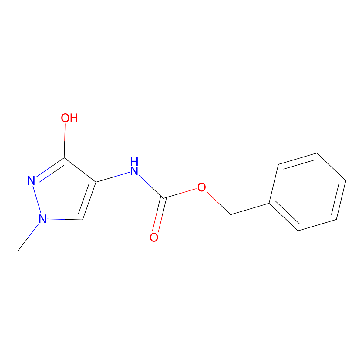 benzyl N-(3-hydroxy-1-methyl-1H-pyrazol-4-yl)carbamate molecular structure, CAS 2770555-06-9