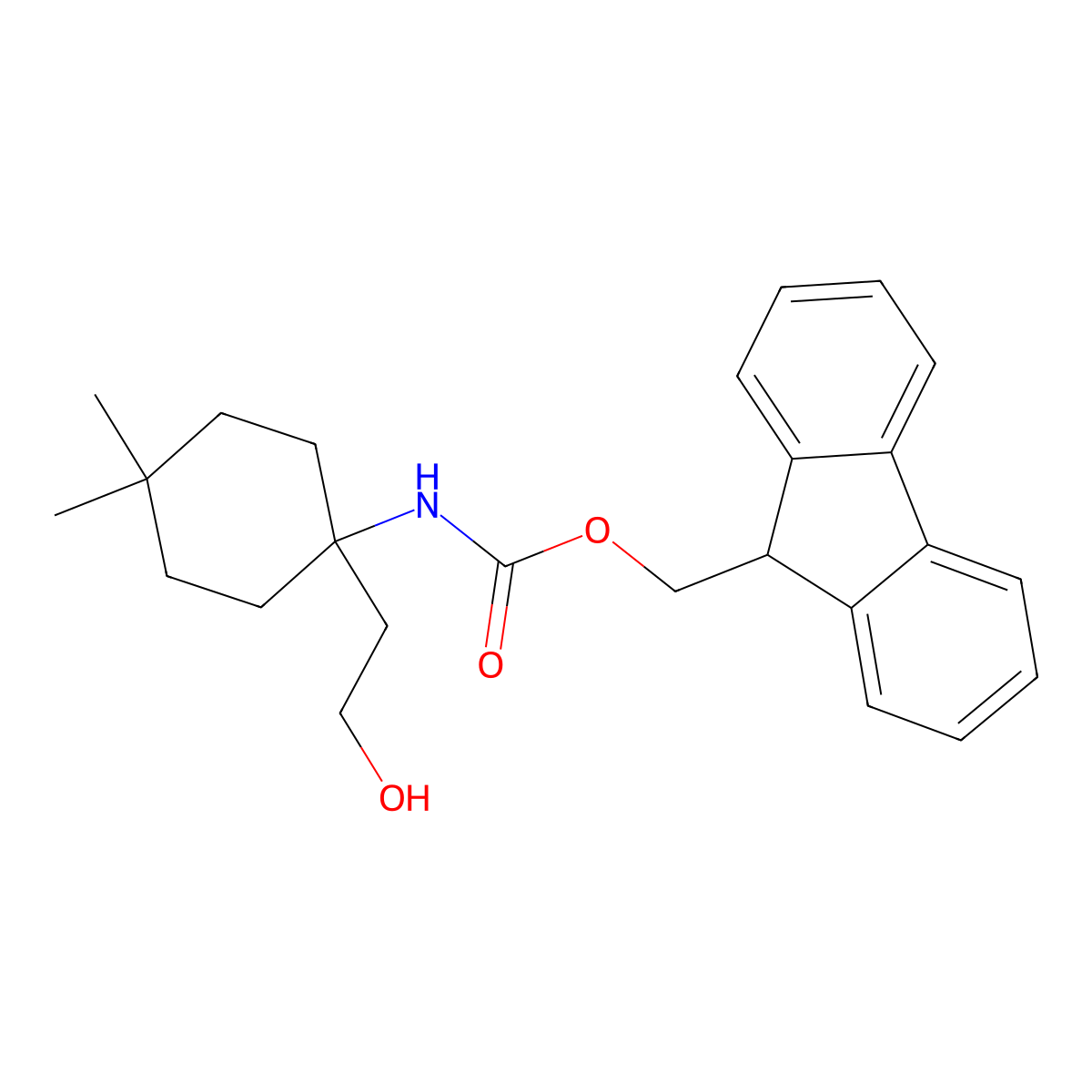 (9H-fluoren-9-yl)methyl N-[1-(2-hydroxyethyl)-4,4-dimethylcyclohexyl]carbamate molecular structure, CAS 2770555-13-8