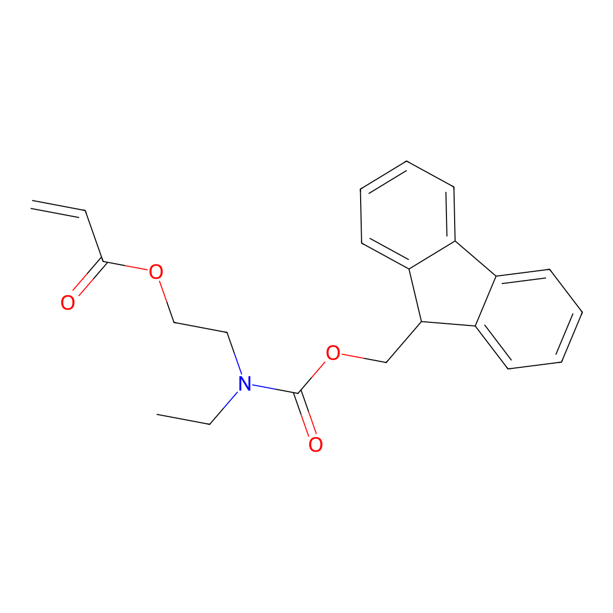 2-[ethyl({[(9H-fluoren-9-yl)methoxy]carbonyl})amino]ethyl prop-2-enoate molecular structure, CAS 2770555-44-5