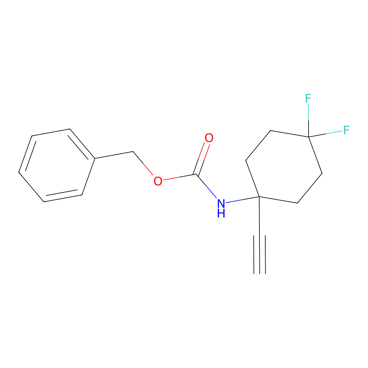 benzyl N-(1-ethynyl-4,4-difluorocyclohexyl)carbamate molecular structure, CAS 2770555-50-3