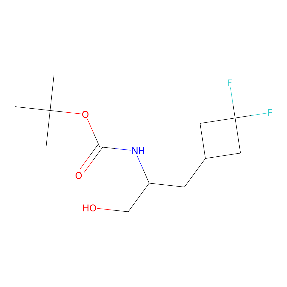 tert-butyl N-[1-(3,3-difluorocyclobutyl)-3-hydroxypropan-2-yl]carbamate molecular structure, CAS 2770555-57-0