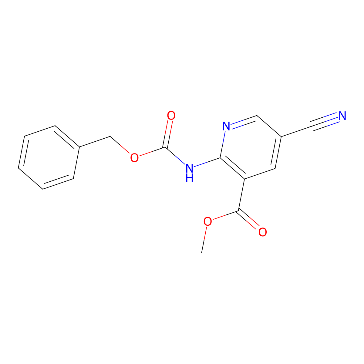 Methyl 2-{[(benzyloxy)carbonyl]amino}-5-cyanopyridine-3-carboxylate molecular structure, CAS 2770555-66-1