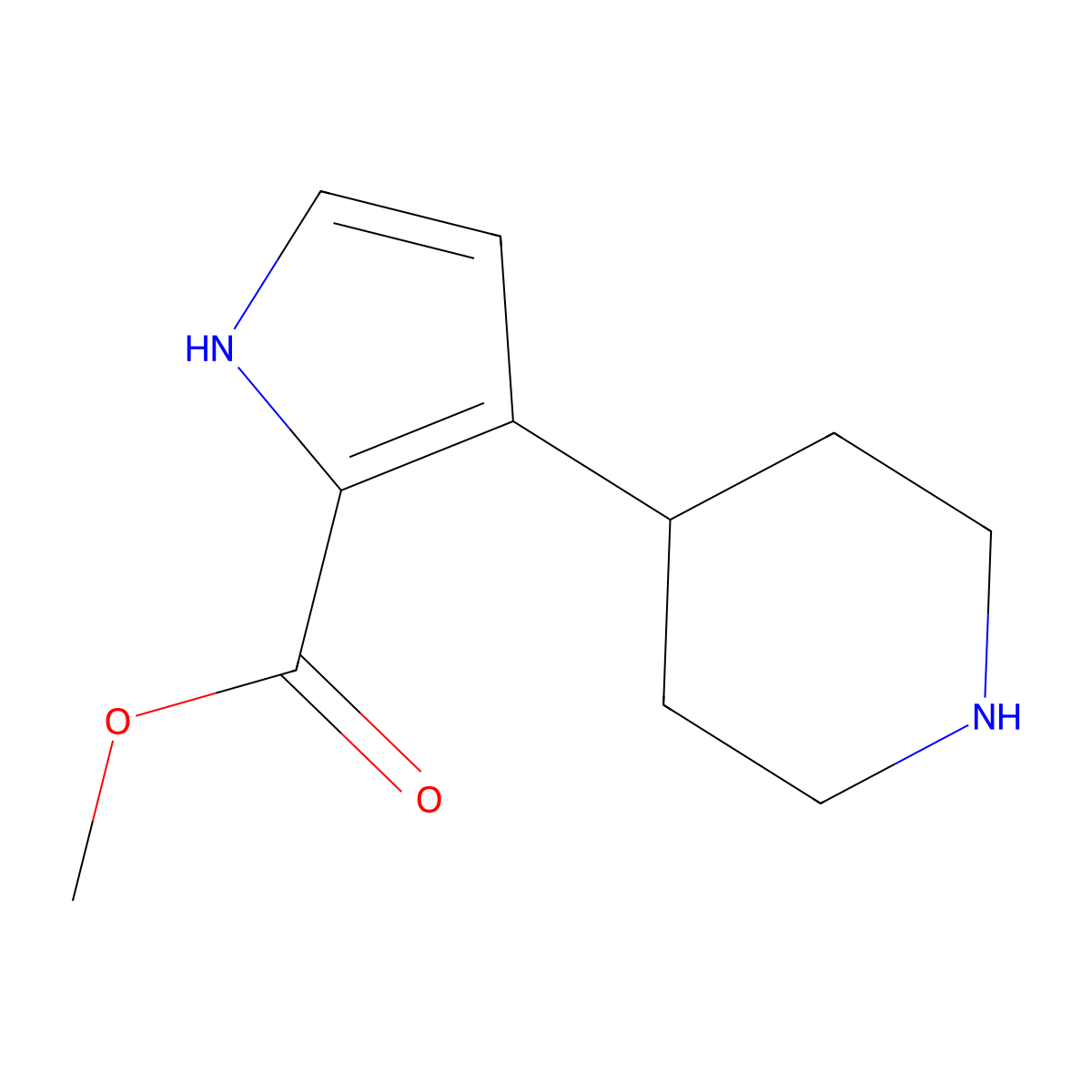 methyl 3-(piperidin-4-yl)-1H-pyrrole-2-carboxylate molecular structure, CAS 2770555-72-9