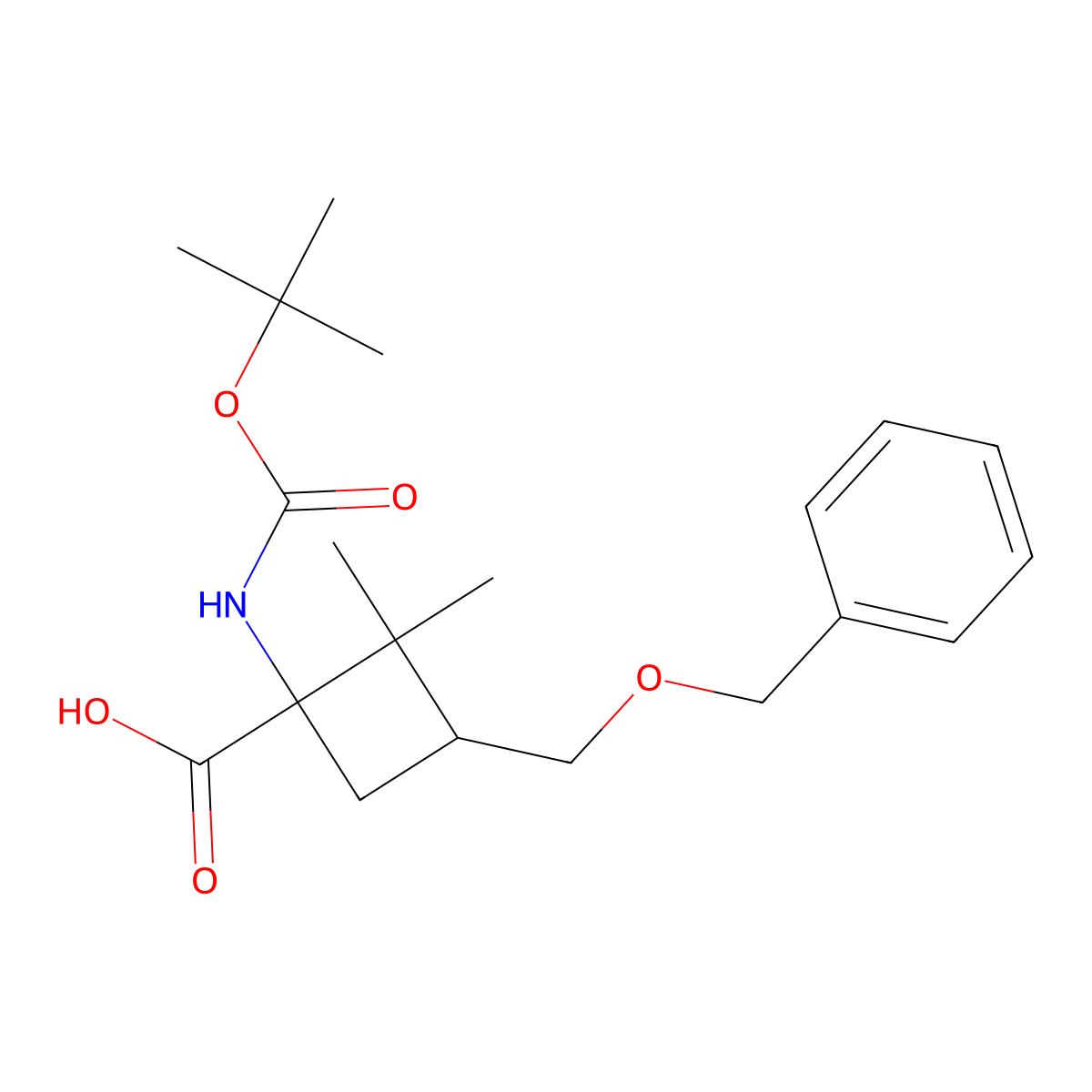 3-[(Benzyloxy)methyl]-1-{[(tert-butoxy)carbonyl]amino}-2,2-dimethylcyclobutane-1-carboxylic acid molecular structure, CAS 2770555-79-6