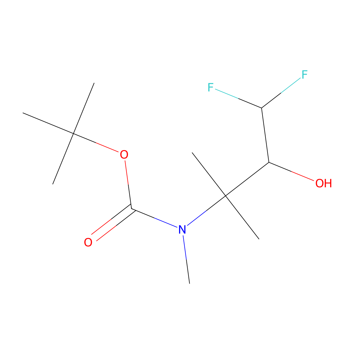 tert-butyl N-(4,4-difluoro-3-hydroxy-2-methylbutan-2-yl)-N-methylcarbamate molecular structure, CAS 2770555-87-6