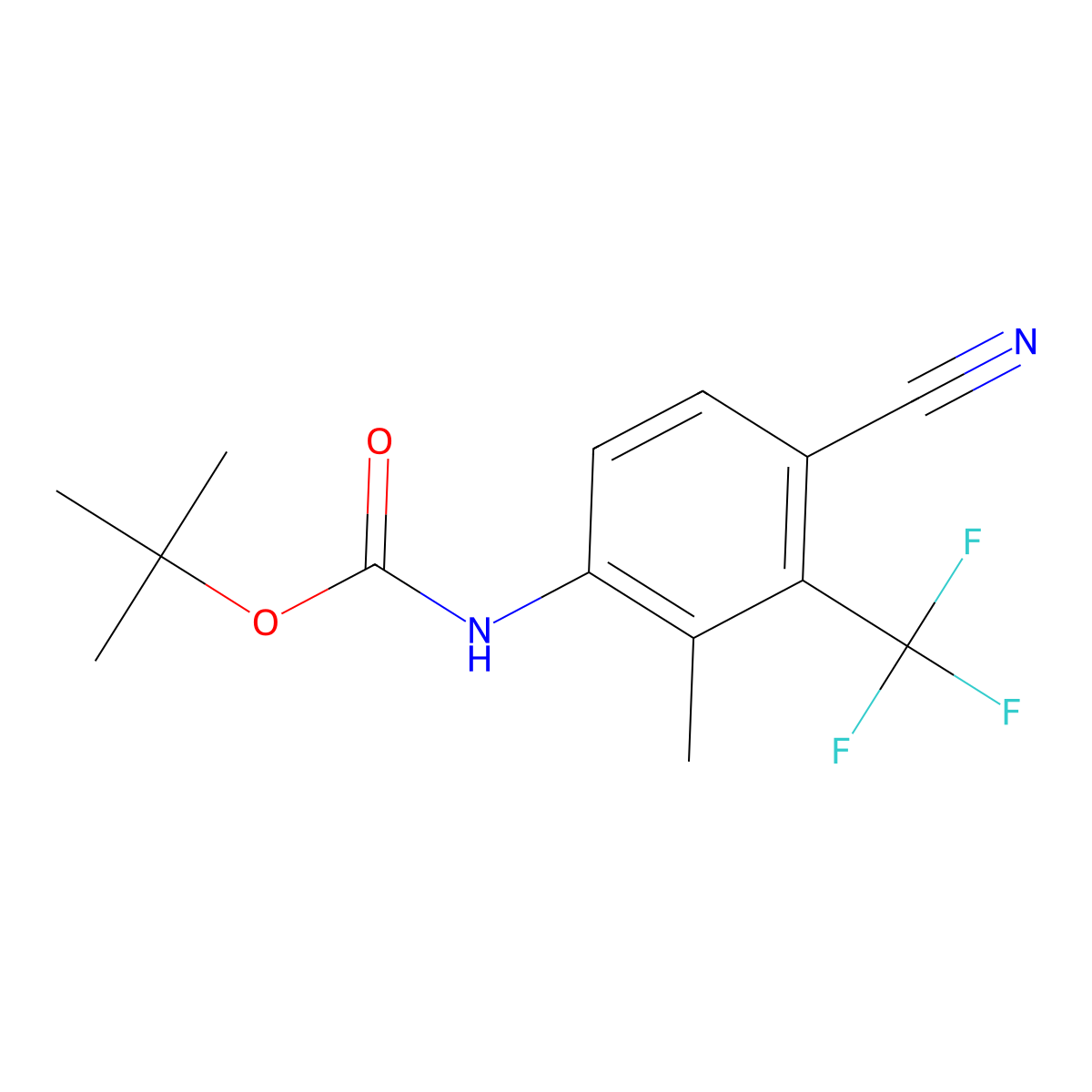 tert-butyl N-[4-cyano-2-methyl-3-(trifluoromethyl)phenyl]carbamate molecular structure, CAS 2770555-92-3