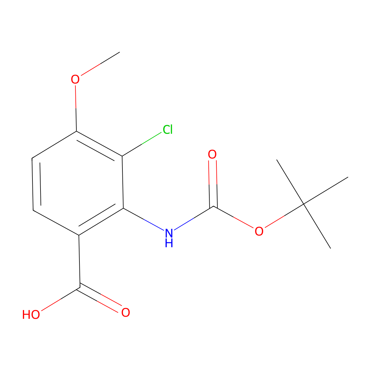 2-{[(Tert-butoxy)carbonyl]amino}-3-chloro-4-methoxybenzoic acid molecular structure, CAS 2770556-10-8