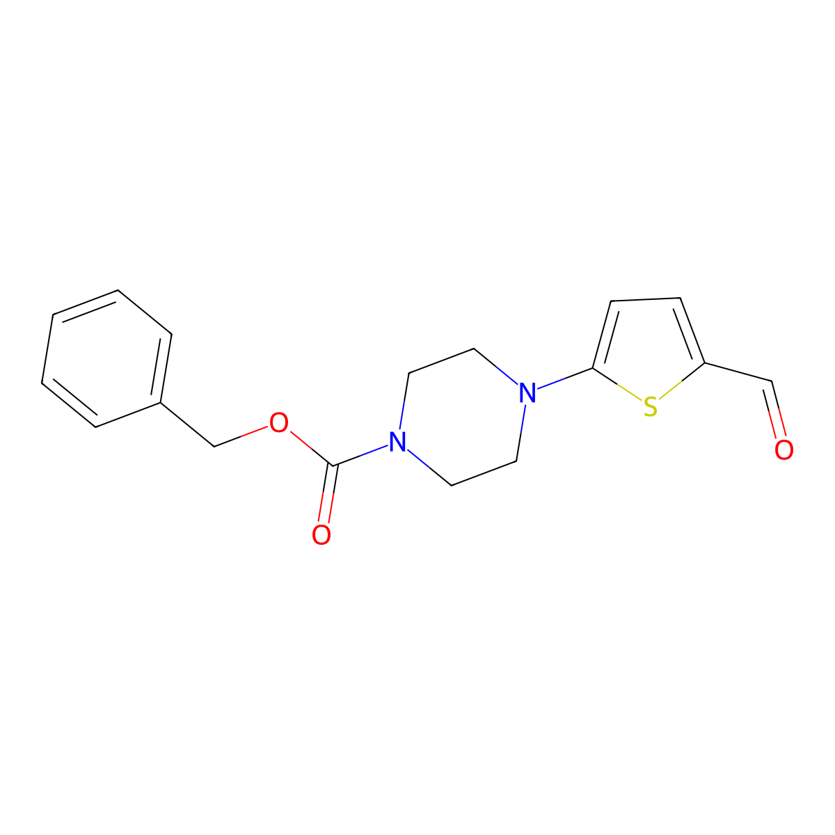 Benzyl 4-(5-formylthiophen-2-yl)piperazine-1-carboxylate molecular structure, CAS 2770556-22-2