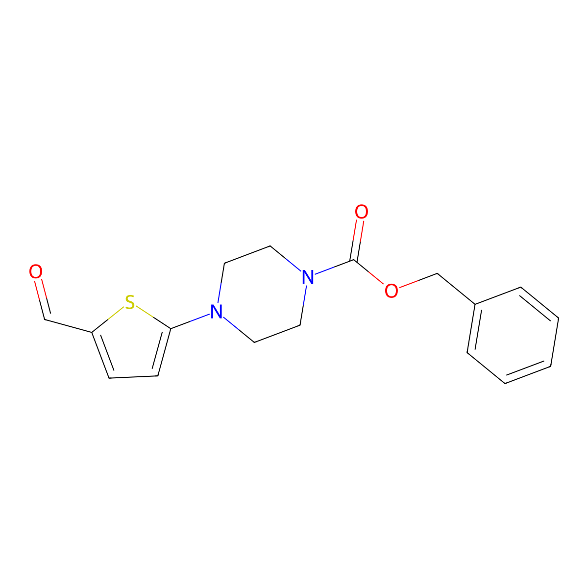 Benzyl 4-(5-formylthiophen-2-yl)piperazine-1-carboxylate molecular structure, CAS 2770556-22-2