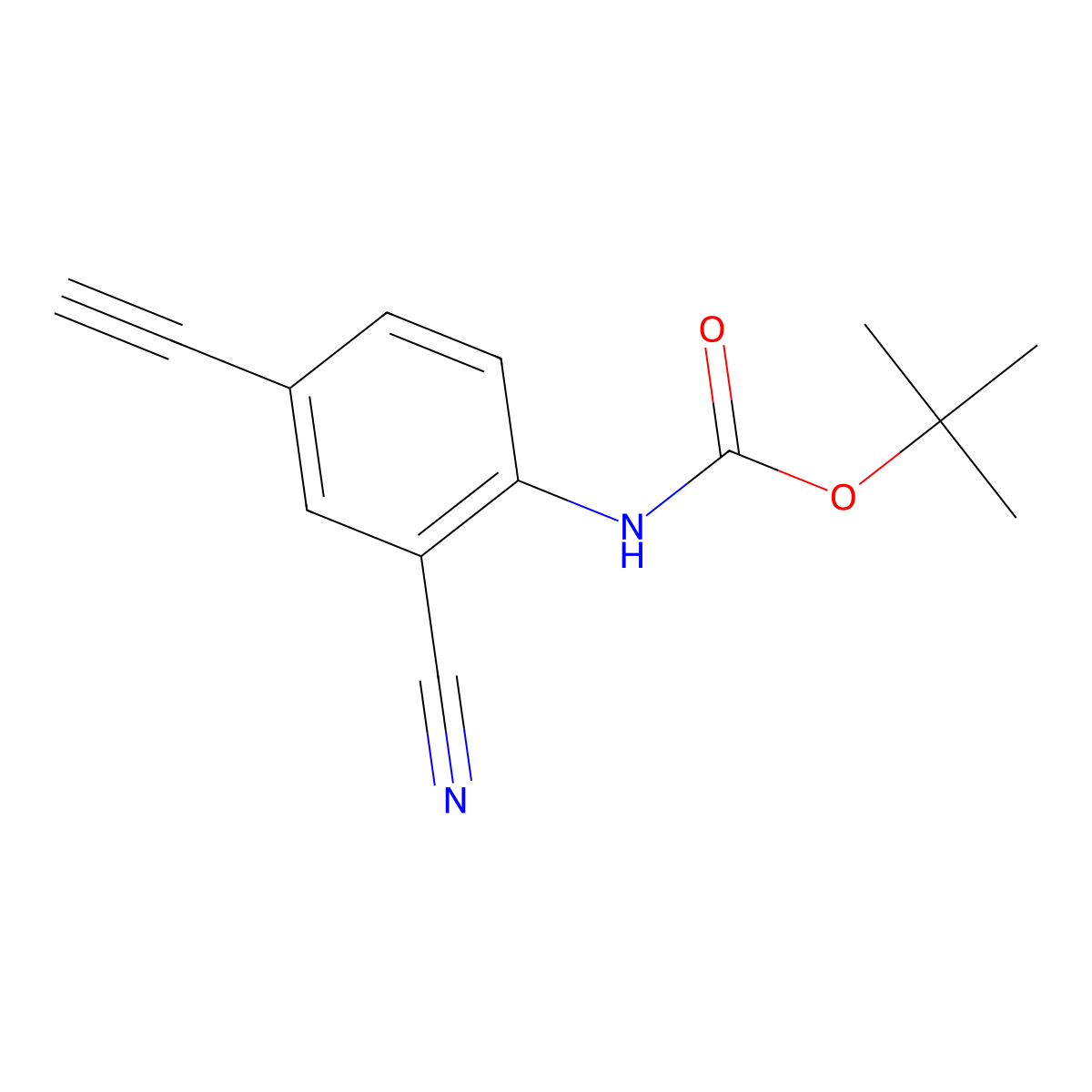 tert-butyl N-(2-cyano-4-ethynylphenyl)carbamate molecular structure, CAS 2770556-40-4