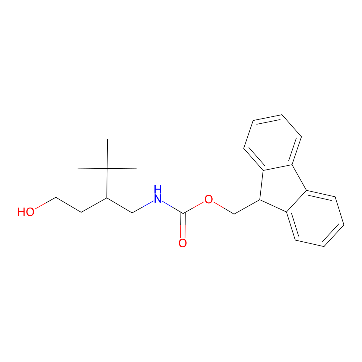 (9H-fluoren-9-yl)methyl N-(2-tert-butyl-4-hydroxybutyl)carbamate molecular structure, CAS 2770556-58-4