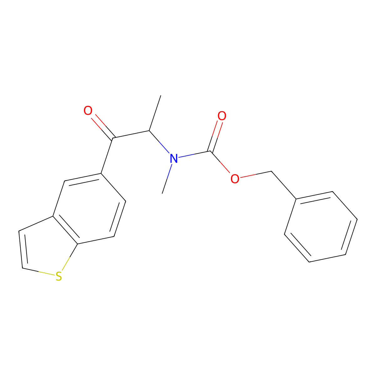 benzyl N-[1-(1-benzothiophen-5-yl)-1-oxopropan-2-yl]-N-methylcarbamate molecular structure, CAS 2770556-63-1