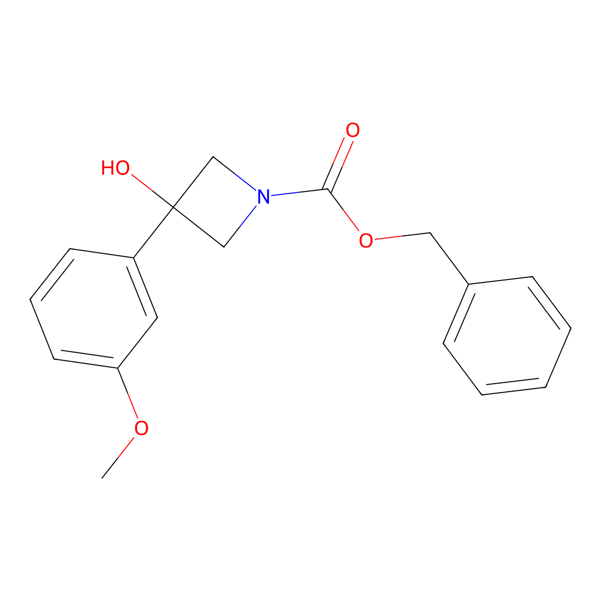 Benzyl 3-hydroxy-3-(3-methoxyphenyl)azetidine-1-carboxylate molecular structure, CAS 2770556-70-0