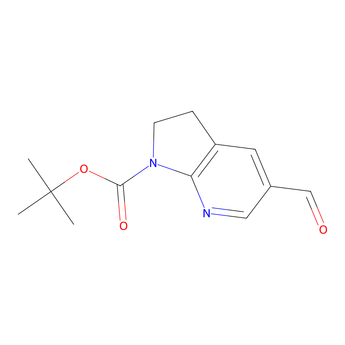 tert-butyl 5-formyl-1H,2H,3H-pyrrolo[2,3-b]pyridine-1-carboxylate molecular structure, CAS 2770556-72-2