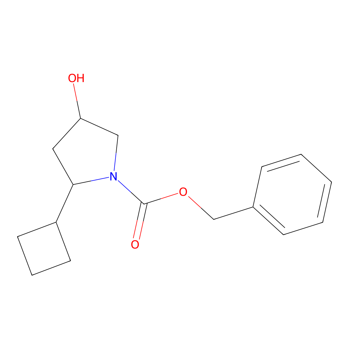 Benzyl 2-cyclobutyl-4-hydroxypyrrolidine-1-carboxylate molecular structure, CAS 2770556-75-5