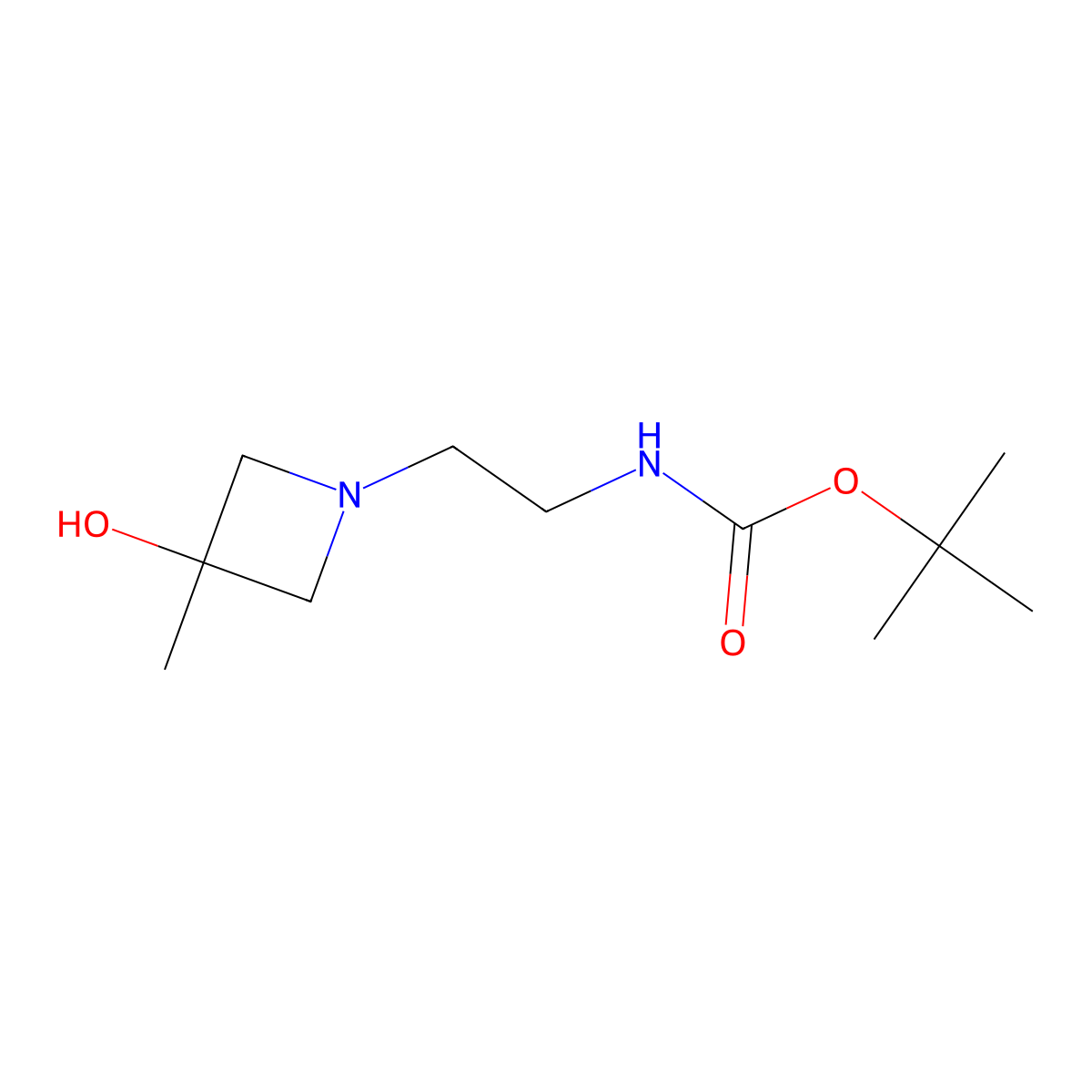 tert-butyl N-[2-(3-hydroxy-3-methylazetidin-1-yl)ethyl]carbamate molecular structure, CAS 2770556-77-7