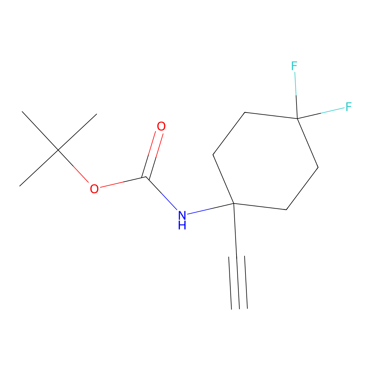 tert-butyl N-(1-ethynyl-4,4-difluorocyclohexyl)carbamate molecular structure, CAS 2770556-89-1