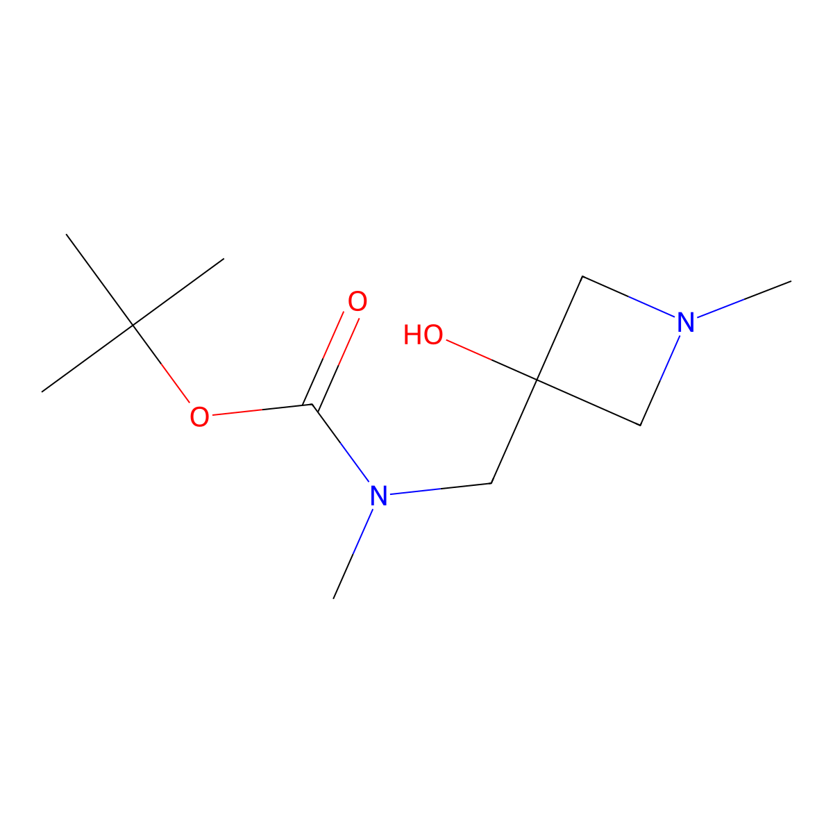 tert-butyl N-[(3-hydroxy-1-methylazetidin-3-yl)methyl]-N-methylcarbamate molecular structure, CAS 2770556-99-3